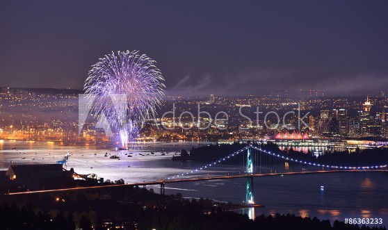 Picture of Canada Day fireworks in Downtown Vancouver